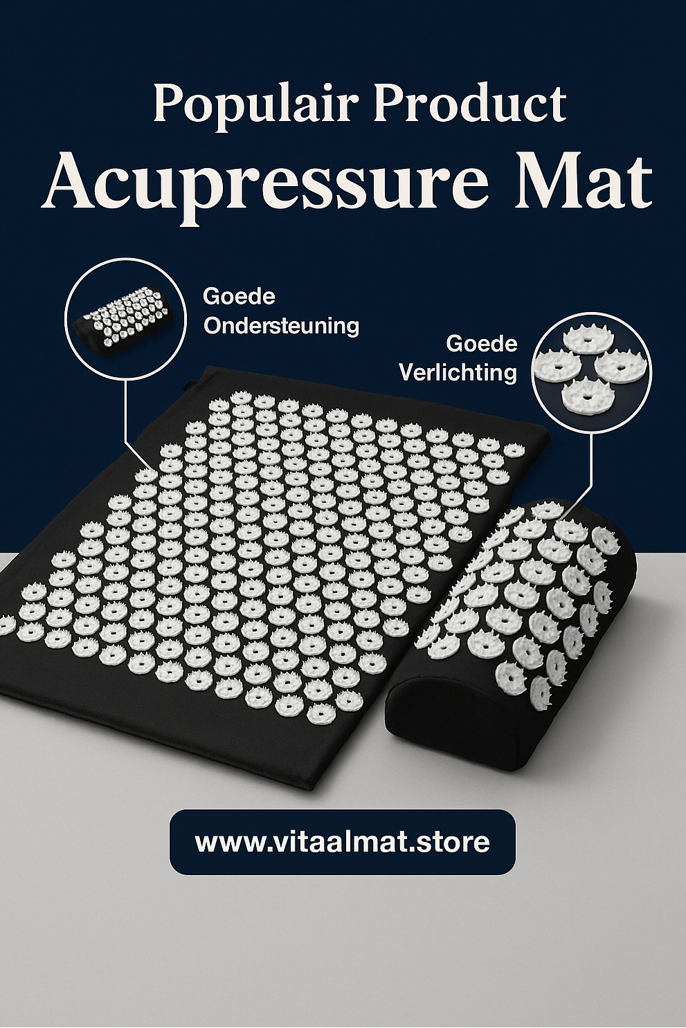 VitaalMat™ Acupressuur Mat & Kussen - Verlicht Pijn & Stress